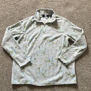 Lands' End Light Gray Floral Women's Quarter Zip